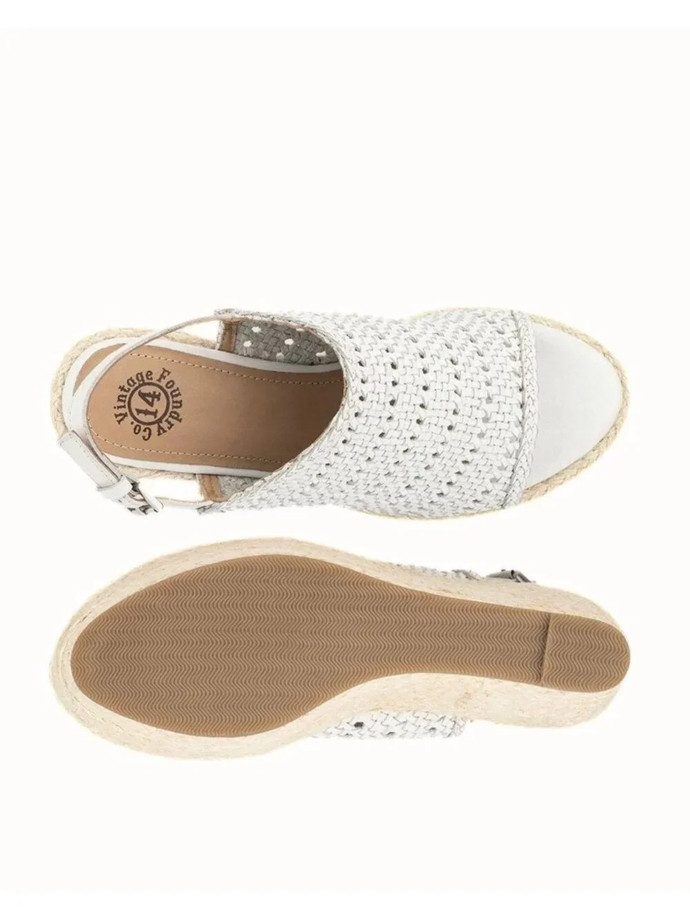 Vintage Foundry Leather Cynthia Wedge White Size 10 New in Box